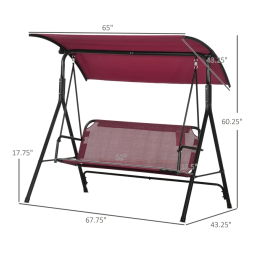 Outsunny 84A-054V03WR 3-Person Porch Swing Bench Mode d'emploi | Fixfr