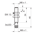 Baumer IR08.D03L-Q46.UA1T.7SL Inductive distance sensor Fiche technique