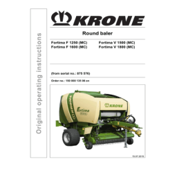 KRONE Fortima V 1500 MC : Notice d'utilisation + IA | Fixfr