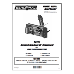 Bercomac 700255-3 40'' Compact Snowblower Manual Lift Manuel du propriétaire | Fixfr