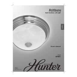 Hunter Fan 87001 Bath Fan Manuel du propriétaire | Fixfr