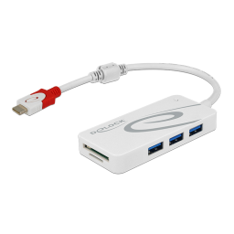 DeLOCK 62901 External USB 3.1 Gen 1 Hub USB Type-C™ > 3 x USB Type-A + 2 Slot SD Card Reader white Fiche technique | Fixfr