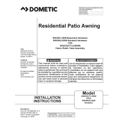 Dometic Residential Patio Awning 945(XX)(YY).000# FRTA, 895300(X).400# Hardware Patio Awning Guide d'installation | Fixfr