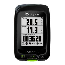 Bryton Rider 210 Manuel utilisateur | Fixfr