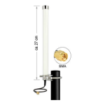 DeLOCK 12433 LTE Antenna SMA plug 2 - 6,5 dBi 27 cm omnidirectional fixed pole mount white outdoor Fiche technique