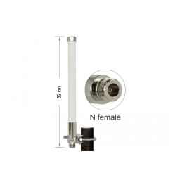 DeLOCK 89583 LoRa 868 MHz Antenna N jack 3 dBi 32 cm omnidirectional fixed pole mount white outdoor Fiche technique | Fixfr