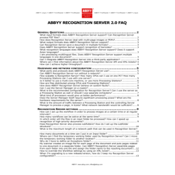 ABBYY Recognition Server 2.0: Guide Administrateur | AI chat | Fixfr