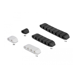 DeLOCK 18400 Cable holder trapezoid self-adhesive combo set 10 pieces black / white  Fiche technique | Fixfr