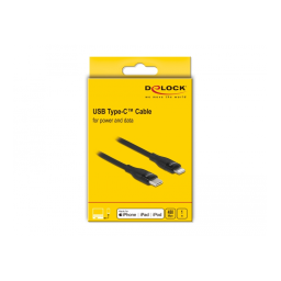 DeLOCK 86637 Data and charging cable USB Type-C™ to Lightning™ for iPhone™, iPad™ and iPod™ black 1 m MFi Fiche technique | Fixfr