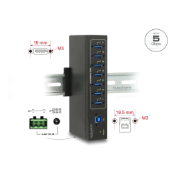 DeLOCK 63311 External Industry Hub 7 x USB 3.0 Type-A Fiche technique | Fixfr