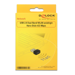 DeLOCK 12461 USB 2.0 Dual Band WLAN ac/a/b/g/n Nano Stick 433 + 150 Mbps Fiche technique