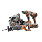 RIDGID R96211 18-Volt Li-Ion Cordless 4-Tool Combo Kit with Drill, Impact Driver, Recip Saw, Circ Saw, 2 Batteries, Charger, and Bag Manuel utilisateur