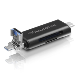 Aluratek AUCRC300F USB 3.1 / Type-C / Micro USB OTG (On-The-Go) SD and Micro SD Card Reader Guide de démarrage rapide | Fixfr