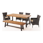 Noble House Annalise 6-Piece Wood and Wicker Outdoor Dining Set with Beige Cushion Guide d'installation