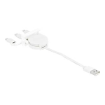 DeLOCK 81375 Easy 45 Module USB 2.0 3 in 1 Retractable Cable USB Type-A to USB-C&trade;, Micro USB and Lightning white Fiche technique