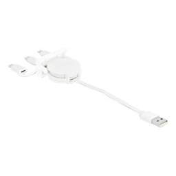 DeLOCK 81375 Easy 45 Module USB 2.0 3 in 1 Retractable Cable USB Type-A to USB-C™, Micro USB and Lightning white Fiche technique | Fixfr