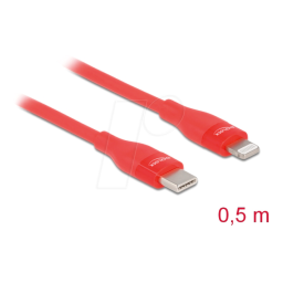 DeLOCK 86633 Data and charging cable USB Type-C™ to Lightning™ for iPhone™, iPad™ and iPod™ red 0.5 m MFi Fiche technique | Fixfr
