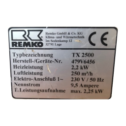 Remko tx2500 Manuel utilisateur | Fixfr