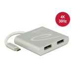 DeLOCK 87714 USB Type-C&trade; Splitter (DP Alt Mode) &gt; 2 x DisplayPort out 4K 30 Hz Fiche technique