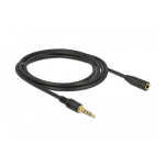 DeLOCK 85627 Stereo Jack Extension Cable 3.5 mm 4 pin male to female 0.5 m black Fiche technique