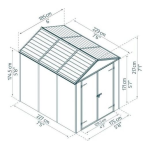 Canopia by Palram 706788 Rubicon 6 ft. x 8 ft. Dark Gray Garden Storage Shed Mode d'emploi