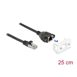 DeLOCK 87022 Cable RJ45 plug to Keystone Module RJ45 jack Cat.6A 25 cm black  Fiche technique | Fixfr