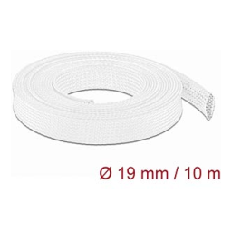 DeLOCK 20805 Braided Sleeve stretchable 10 m x 19 mm white Fiche technique | Fixfr