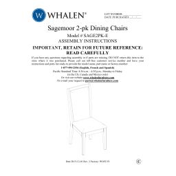 Whalen SAGE2PK-E Sagemoor 2-pk Dining Chairs  Manuel utilisateur | Fixfr