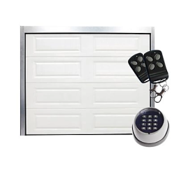 Porte de garage sectionnelle K7 allongées blanche - L.240 x h.200 cm - avec clavier à code