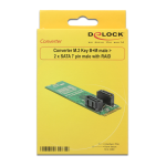 DeLOCK 62961 Converter M.2 Key B+M male &gt; 2 x SATA 7 pin male Fiche technique