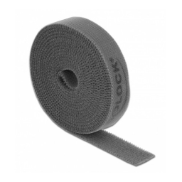 DeLOCK 18389 Velcro tape on roll L 2 m x W 15 mm grey Fiche technique | Fixfr