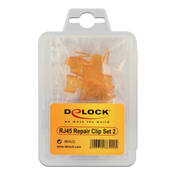 DeLOCK 86422 RJ45 Repair Clip 40 Pieces Set 2 (transparent, black, violet, orange) Fiche technique | Fixfr