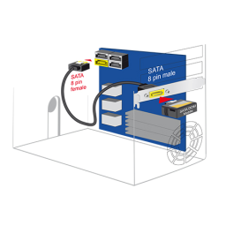 DeLOCK 84950 Slot bracket SATA 6 Gb/s receptacle internal > SATA male pin 8 power external 60 cm Fiche technique | Fixfr