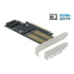 DeLOCK 90486 PCI Express x16 Card to 1 x M.2 Key B + 1 x NVMe M.2 Key M + 1 x mSATA - Low Profile Form Factor Fiche technique | Fixfr