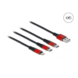 DeLOCK 87152 USB Charging Cable 3 in 1 for Lightning™ / Micro USB / USB Type-C™ 30 cm black Fiche technique | Fixfr