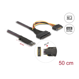 DeLOCK 64135 M.2 Key M to U.2 SFF-8639 NVMe Adapter angled Fiche technique | Fixfr