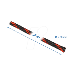 DeLOCK 20753 Braided Sleeve stretchable 2 m x 38 mm black-red Fiche technique | Fixfr