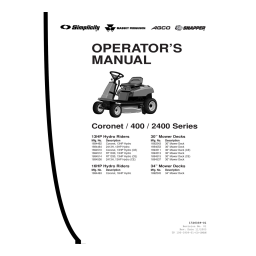 Simplicity CORONET / 400 / 2400 / RT SERIES RIDER Manuel utilisateur | Fixfr