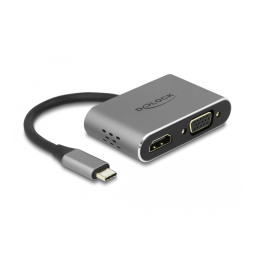 DeLOCK 87705 USB Type-C™ Splitter (DP Alt Mode) > 1 x HDMI + 1 x VGA out Fiche technique | Fixfr