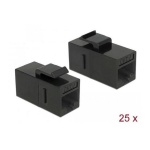 DeLOCK 86629 Keystone Module RJ45 jack &gt; RJ45 jack Cat.6 UTP black 25 pieces Fiche technique