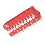 DeLOCK 66161 DIP sliding switch 10-digit 2.54 mm pitch THT angled red 2 pieces Fiche technique