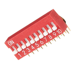 DeLOCK 66161 DIP sliding switch 10-digit 2.54 mm pitch THT angled red 2 pieces Fiche technique | Fixfr