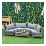 Outsunny 860-081V01GY 5PC Outdoor Patio Furniture Set Garden Rattan Wicker Sofa Cushioned Half-Moon Seat Deck Mode d'emploi