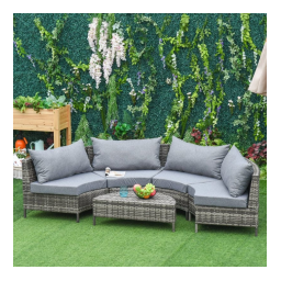 Outsunny 860-081V01GY 5PC Outdoor Patio Furniture Set Garden Rattan Wicker Sofa Cushioned Half-Moon Seat Deck Mode d'emploi | Fixfr