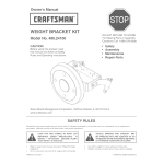 Craftsman 48624100 Weight Bracket Kit Manuel du propri&eacute;taire