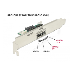 DeLOCK 63921 Slot bracket 1 x eSATApd 5 V / 12 V Fiche technique | Fixfr
