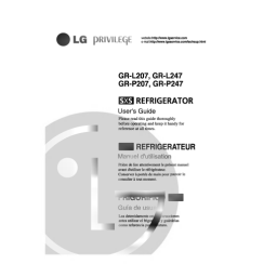 LG GR-P207MGG Manuel du propriétaire | Fixfr
