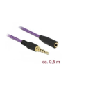 DeLOCK 85622 Verl&auml;ngerungskabel Audio Klinke 3,5 mm Stecker / Buchse 4 Pin 0,5 m violett Fiche technique