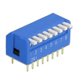 DeLOCK 66145 DIP flip switch piano 8-digit 2.54 mm pitch THT vertical blue 10 pieces Fiche technique | Fixfr