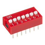 DeLOCK 66356 DIP sliding switch 7-digit 2.54 mm pitch THT vertical red 2 pieces Fiche technique